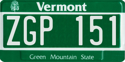 VT license plate ZGP151