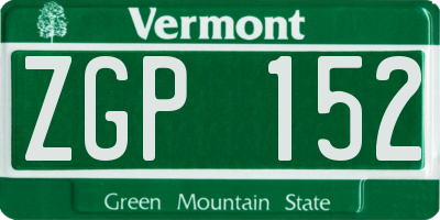 VT license plate ZGP152