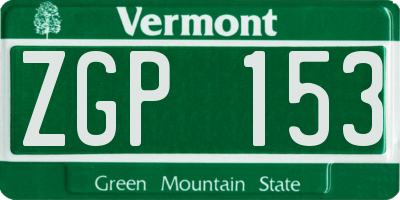 VT license plate ZGP153
