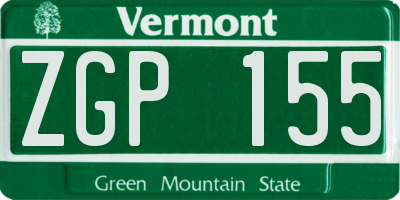 VT license plate ZGP155