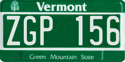 VT license plate ZGP156