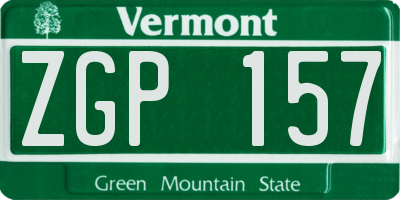 VT license plate ZGP157