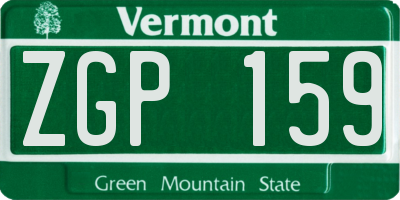VT license plate ZGP159