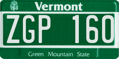 VT license plate ZGP160