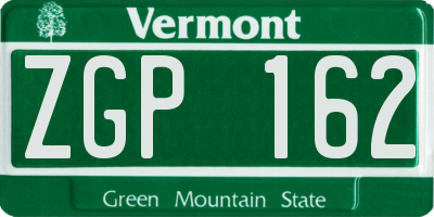 VT license plate ZGP162