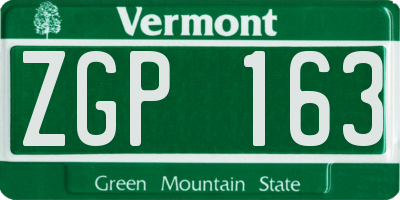 VT license plate ZGP163