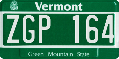 VT license plate ZGP164