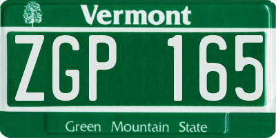 VT license plate ZGP165