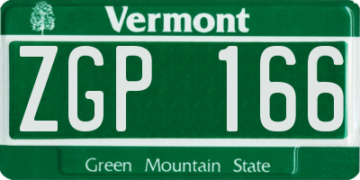 VT license plate ZGP166