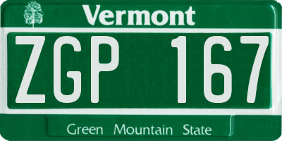 VT license plate ZGP167