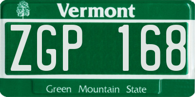 VT license plate ZGP168
