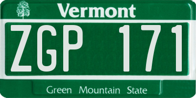 VT license plate ZGP171