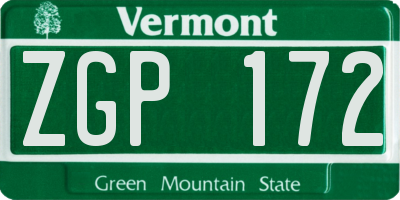 VT license plate ZGP172