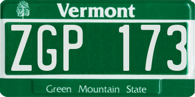 VT license plate ZGP173