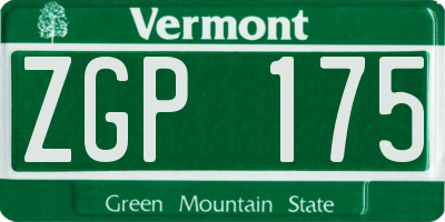 VT license plate ZGP175