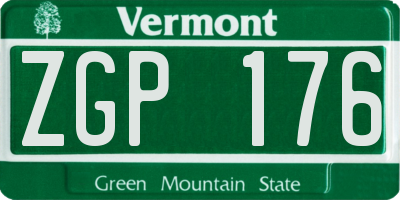 VT license plate ZGP176