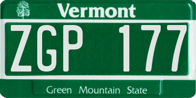 VT license plate ZGP177