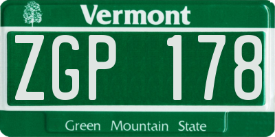 VT license plate ZGP178