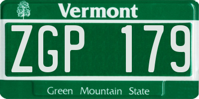 VT license plate ZGP179