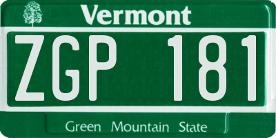 VT license plate ZGP181
