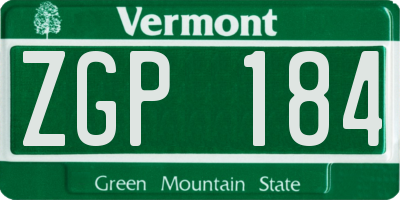 VT license plate ZGP184