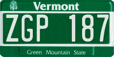 VT license plate ZGP187