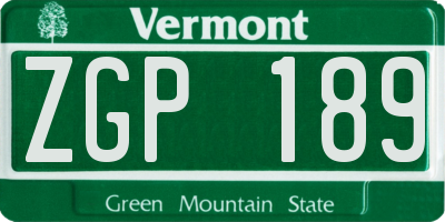 VT license plate ZGP189