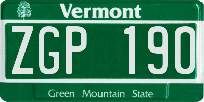 VT license plate ZGP190