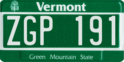 VT license plate ZGP191