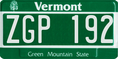 VT license plate ZGP192