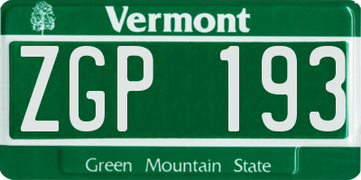 VT license plate ZGP193