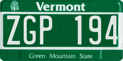 VT license plate ZGP194