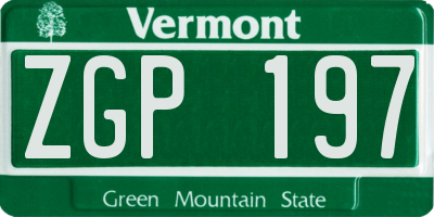 VT license plate ZGP197