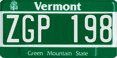 VT license plate ZGP198