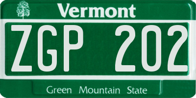 VT license plate ZGP202