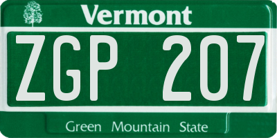 VT license plate ZGP207