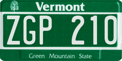 VT license plate ZGP210