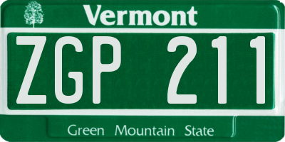 VT license plate ZGP211