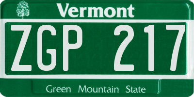 VT license plate ZGP217