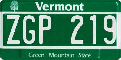 VT license plate ZGP219
