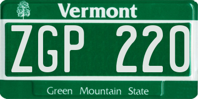 VT license plate ZGP220