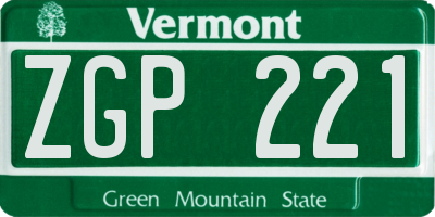 VT license plate ZGP221