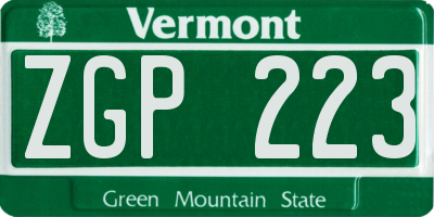 VT license plate ZGP223