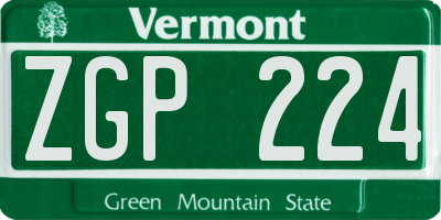 VT license plate ZGP224