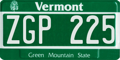 VT license plate ZGP225