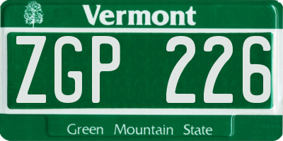 VT license plate ZGP226