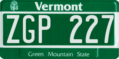 VT license plate ZGP227