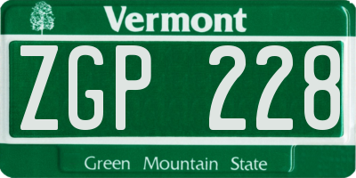 VT license plate ZGP228