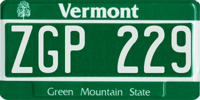 VT license plate ZGP229