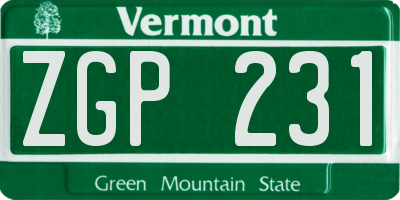 VT license plate ZGP231